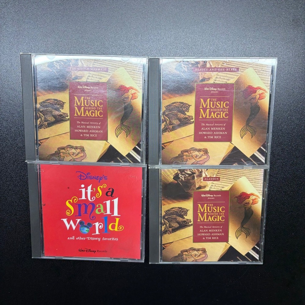 Disney Music Magic, and 1 it's a small world CD's, The little mermaid Aladdin